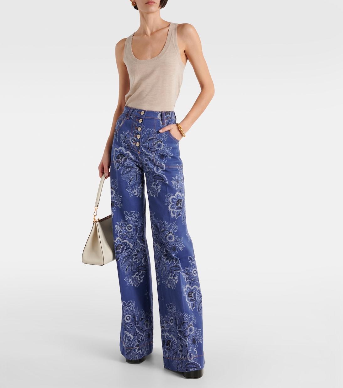 Jeans flared e vita alta con stampa | Etro