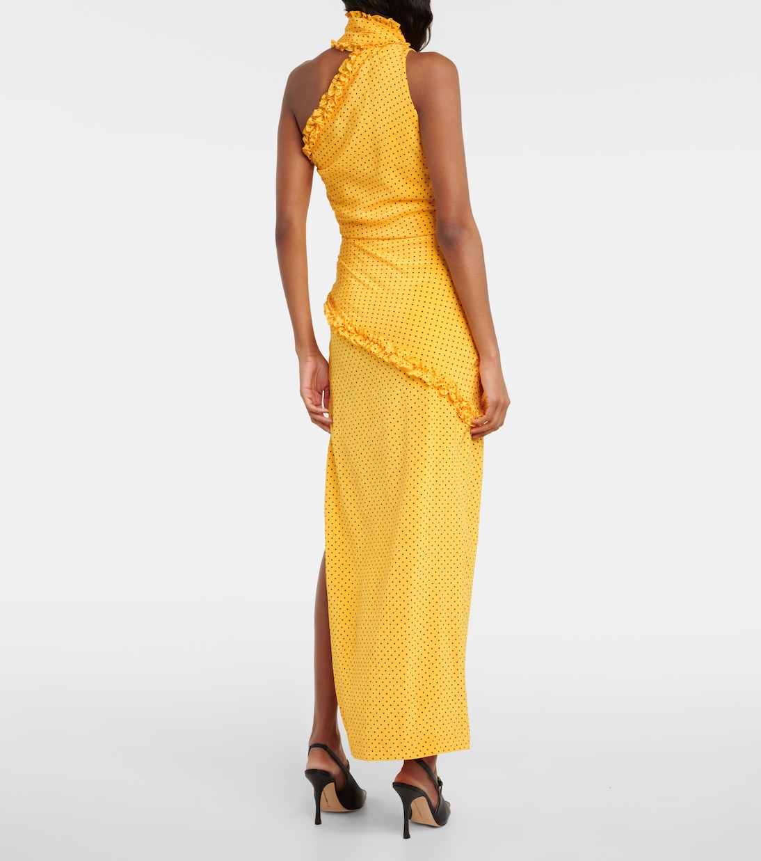 Polka-dot one-shoulder silk maxi dress  | Alessandra Rich