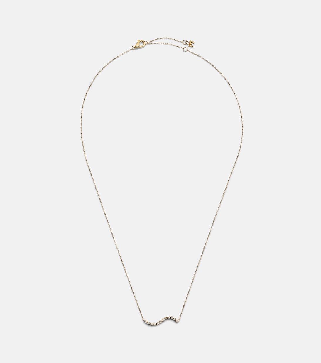 Collana in oro 14kt con design a onde e dettagli diamantati per uno stile giovane e raffinato