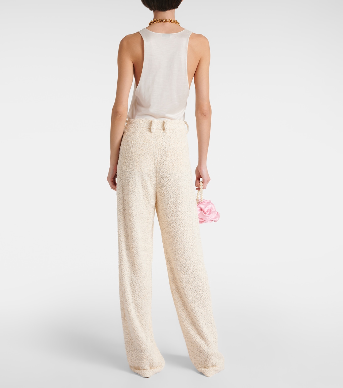 Pantalones anchos de bouclé de tiro alto | Magda Butrym