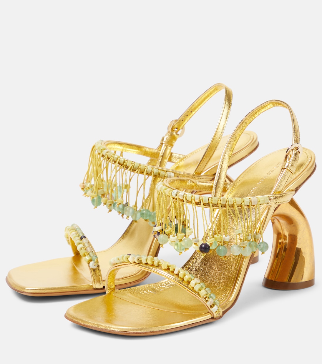 95 beaded metallic leather sandals in gold - Dries Van Noten