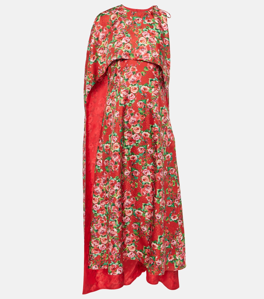 Vestido midi de seda con capa | Markarian
