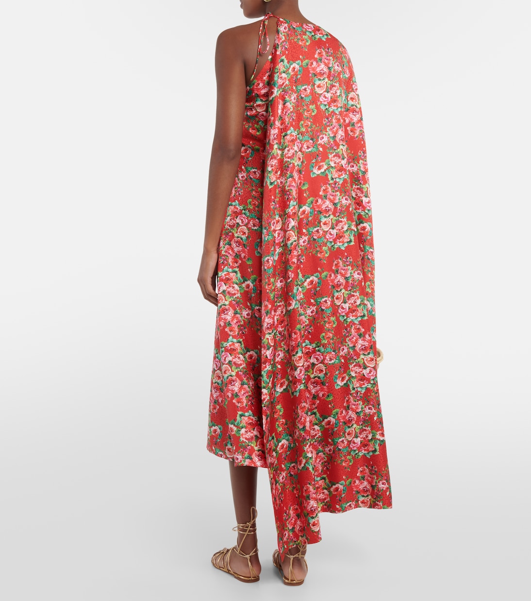 Vestido midi de seda con capa | Markarian