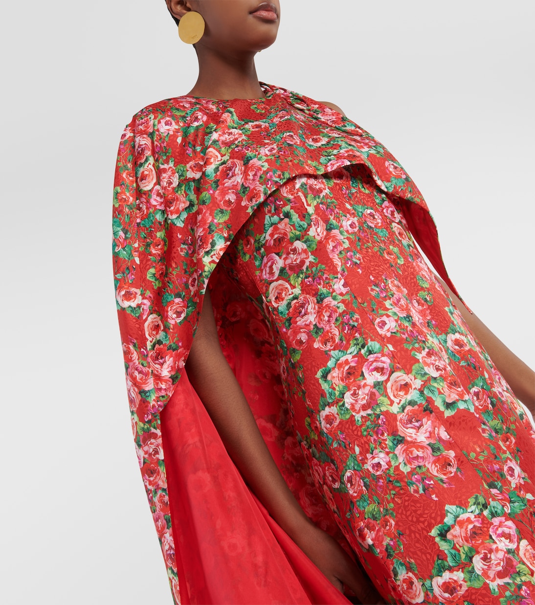 Vestido midi de seda con capa | Markarian