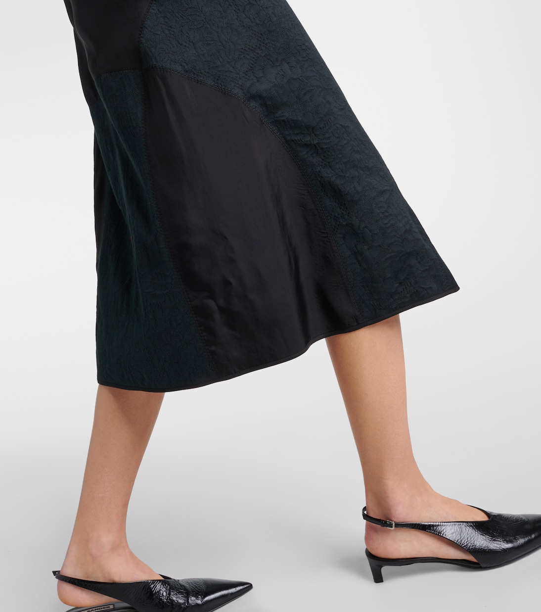 Abito midi in misto cotone con pizzo | Jil Sander