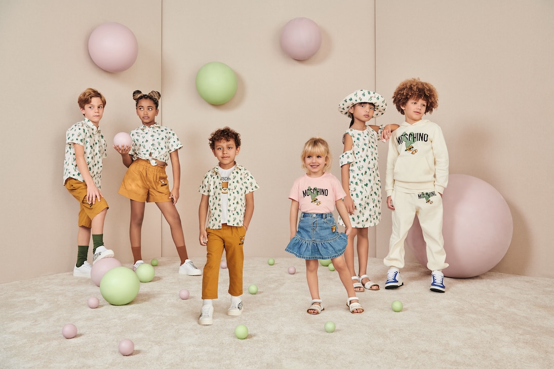 Short Teddy Bear à taille haute en coton | Moschino Kids