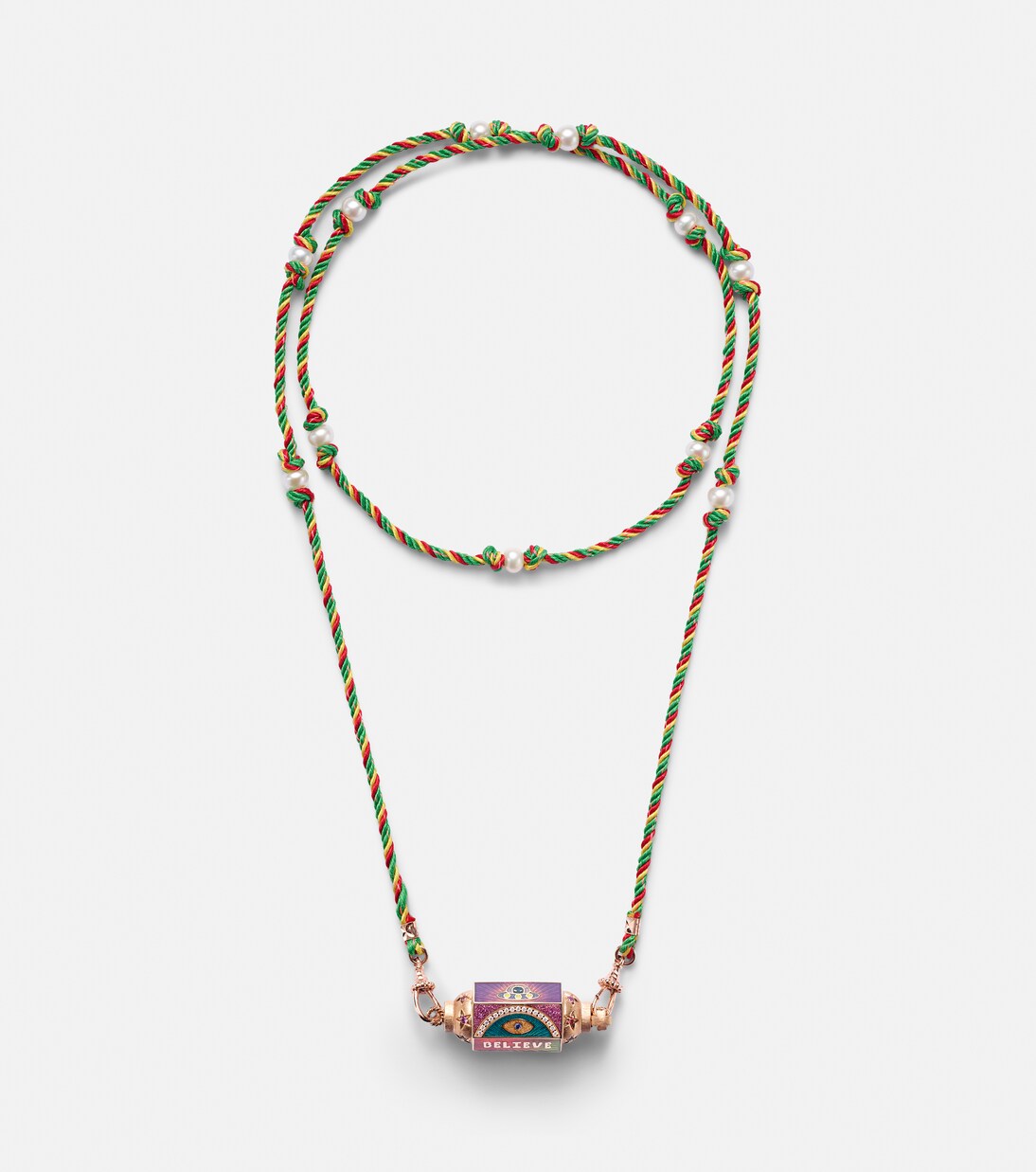 Collana ciondolo in oro rosa 18kt con diamanti e pietre preziose, stile moderno per giovani