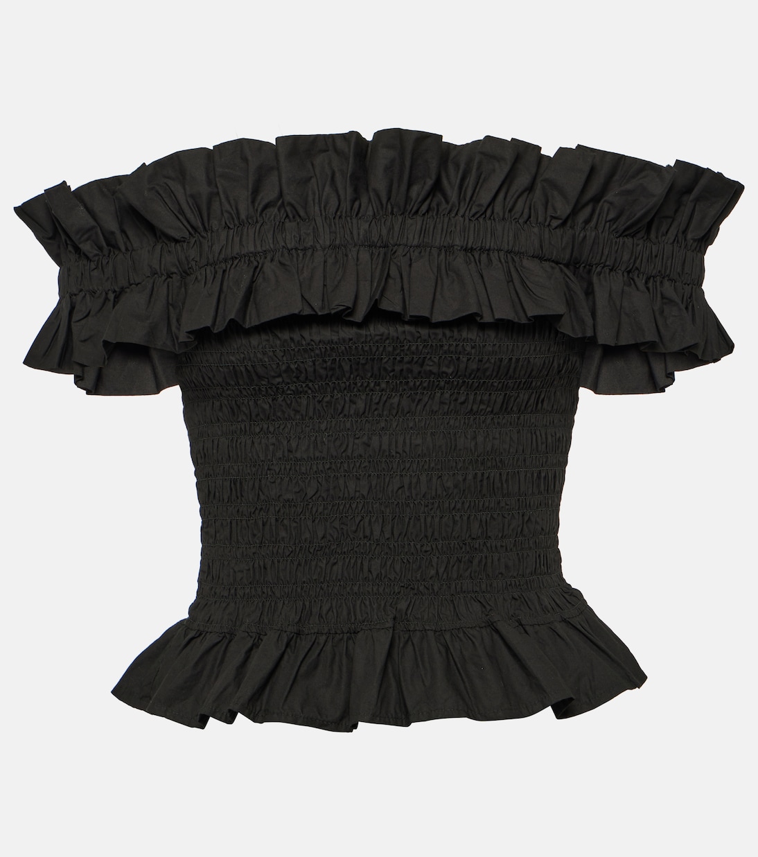 Top à encolure bardot en coton | Ganni