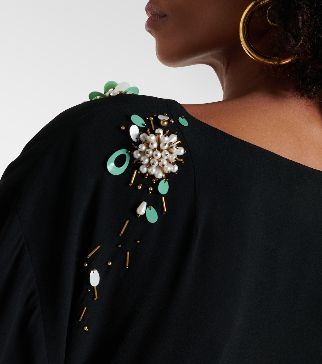 Embroidered crêpe satin gown | Dries Van Noten