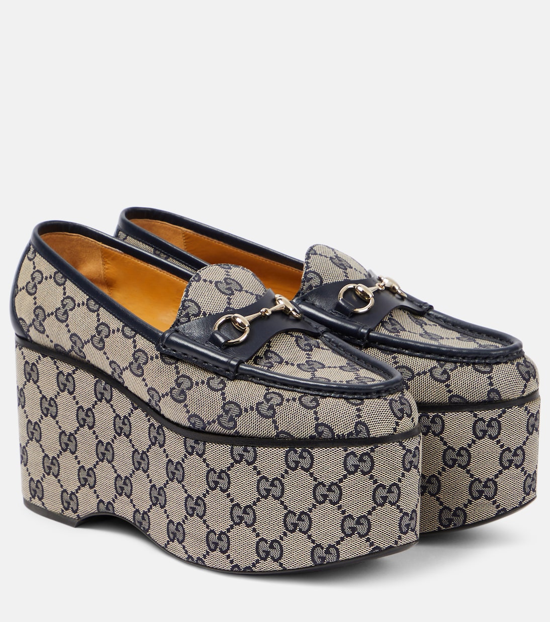 Gucci Horsebit GG canvas platform loafers in multicoloured Gucci Mytheresa