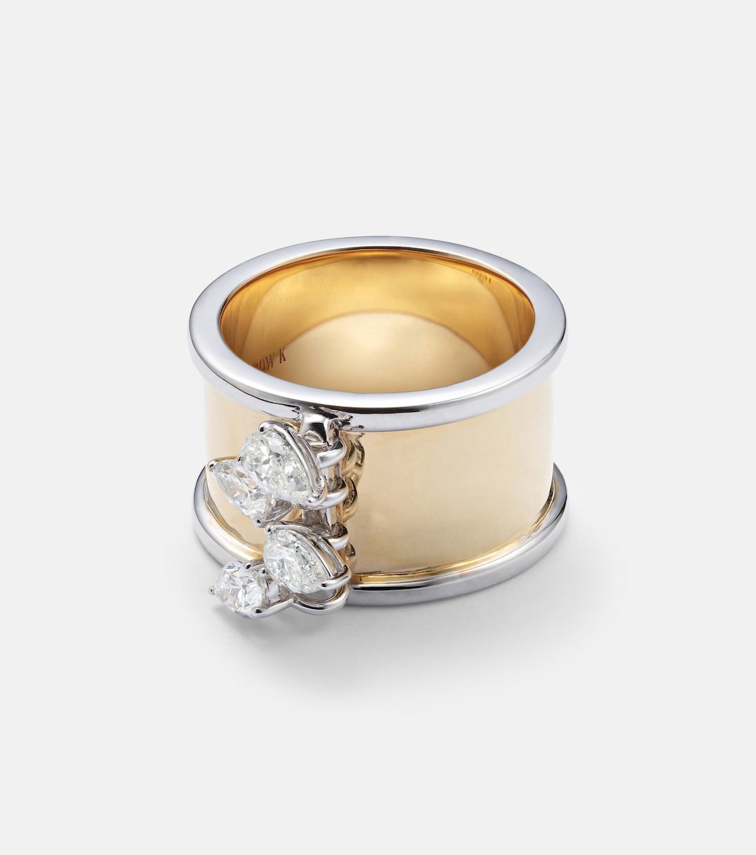 Anello RAINBOW K Erin in oro bianco e giallo 18kt con diamanti, perfetto per giovani stili unici.
