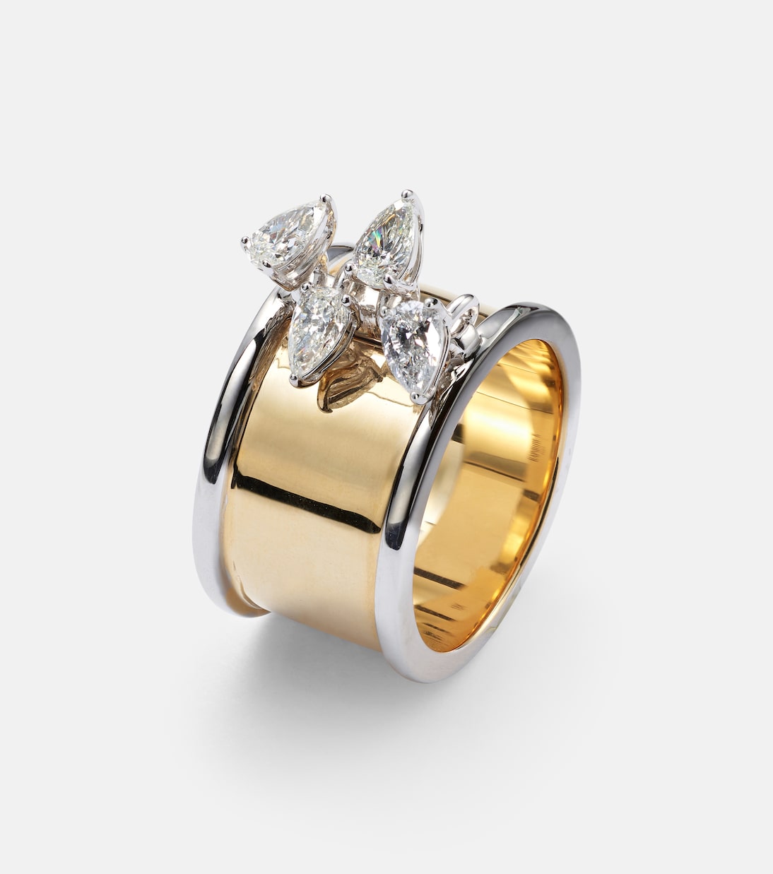 Anello RAINBOW K Erin in oro bianco e giallo 18kt con diamanti, perfetto per giovani stili unici.