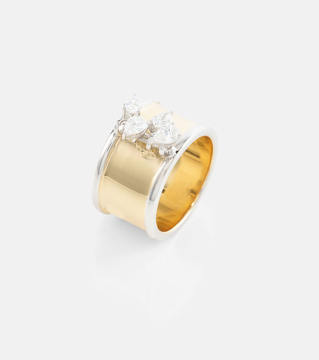 Anello RAINBOW K Erin in oro bianco e giallo 18kt con diamanti, perfetto per giovani stili unici.
