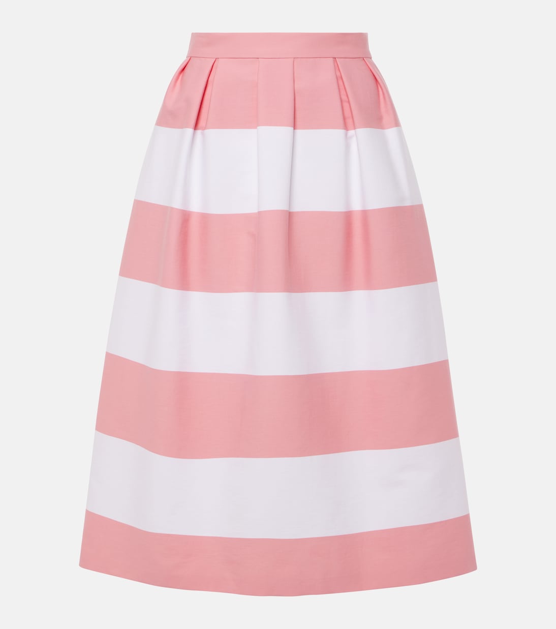 Striped pleated cotton-blend midi skirt | Carolina Herrera
