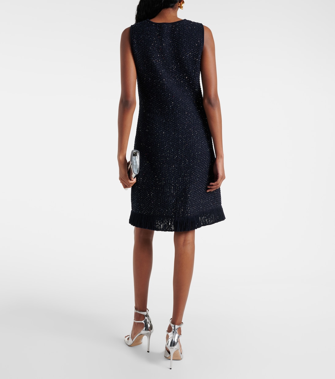 Vestido corto de tweed de mezcla de algodón | Oscar de la Renta