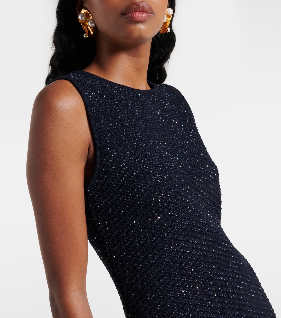 Vestido corto de tweed de mezcla de algodón | Oscar de la Renta