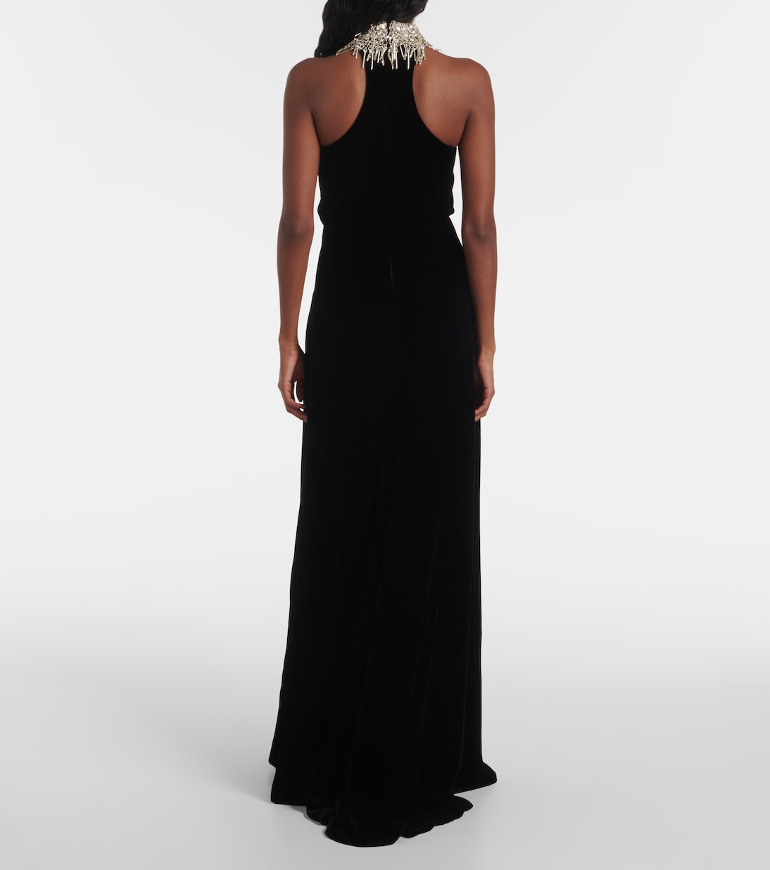 Abito lungo in velluto con ricamo | McQueen