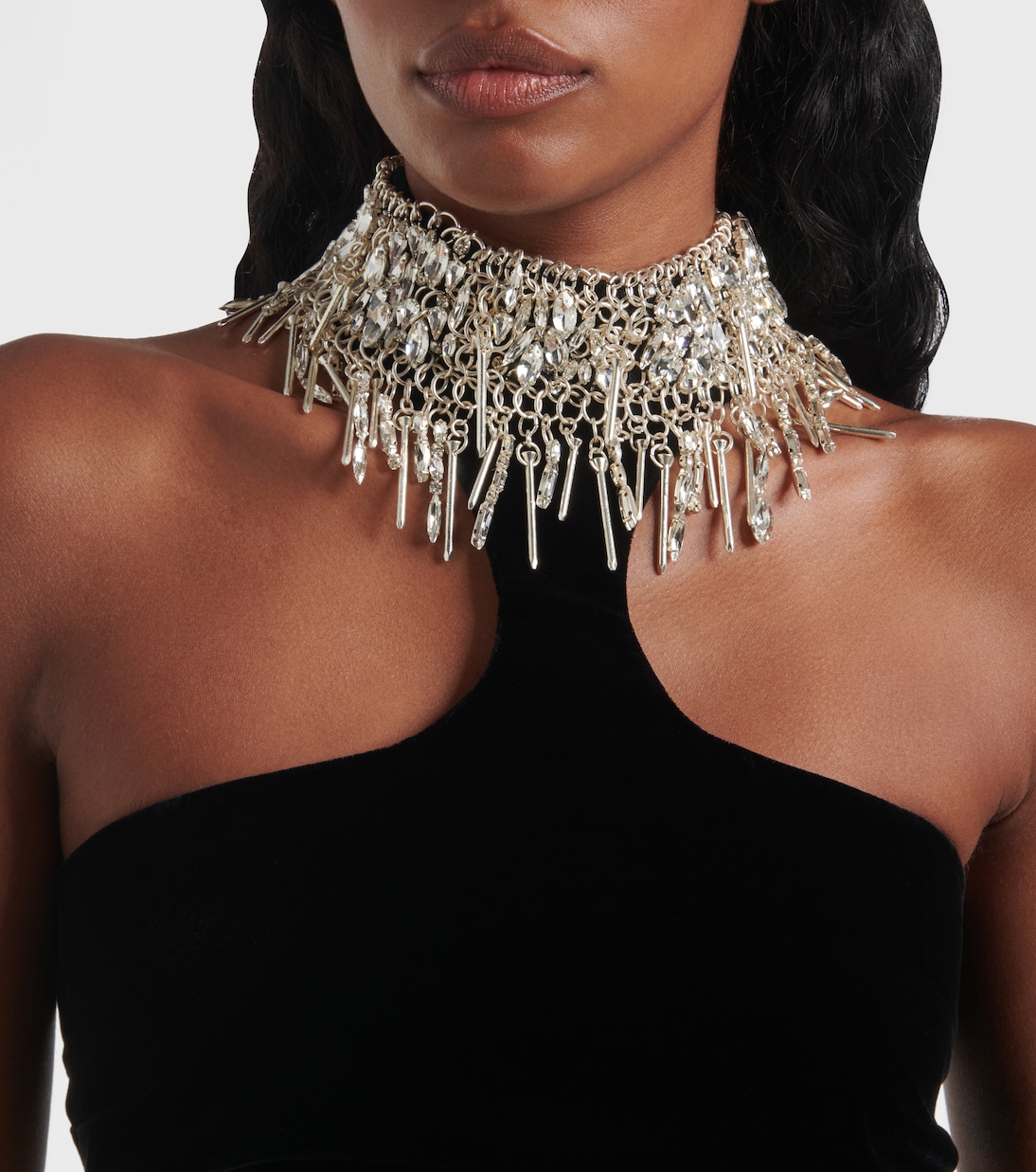 Abito lungo in velluto con ricamo | McQueen