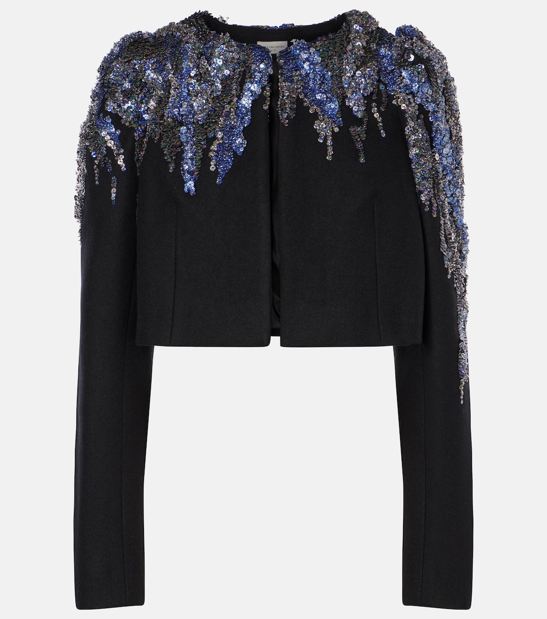 Veste raccourcie en laine mélangée à sequins | Dries Van Noten