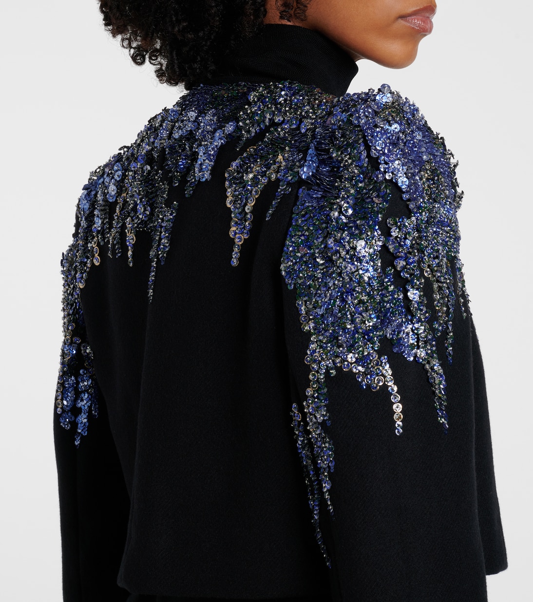 Veste raccourcie en laine mélangée à sequins | Dries Van Noten