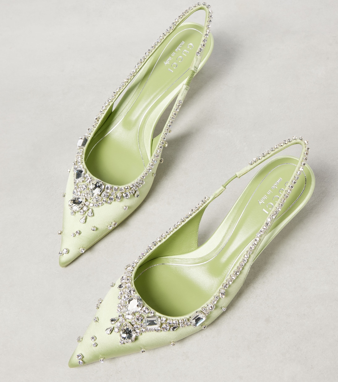 Escarpins slingback en satin à cristaux | Gucci