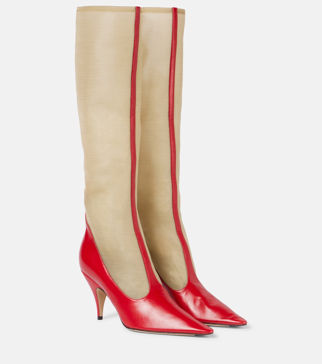Mesh and leather knee-high boots | The Row