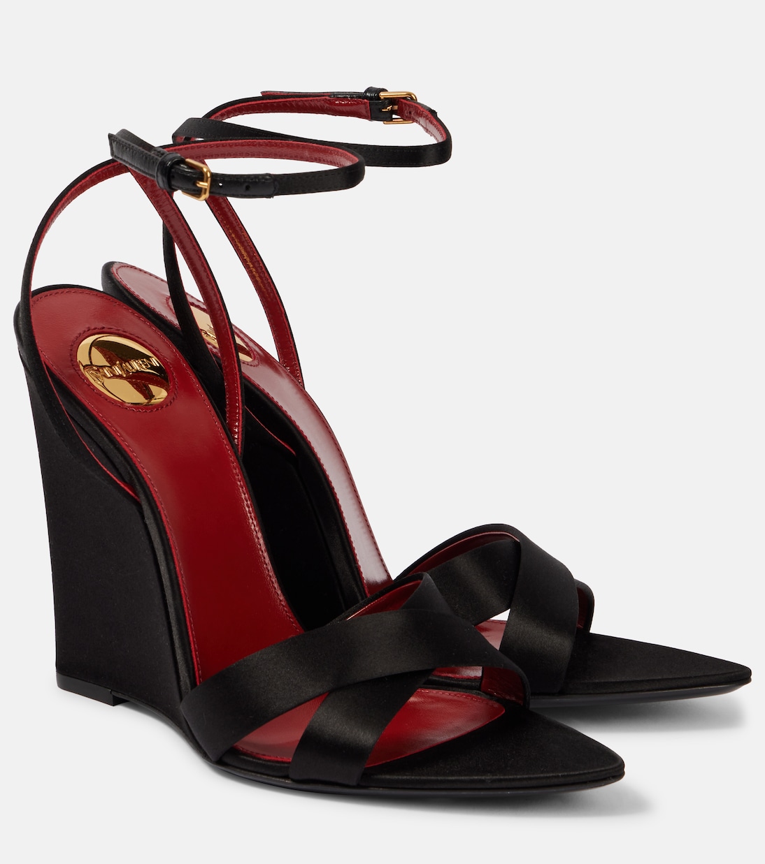 Sandales compensées Bibi 110 en crêpe de satin | Saint Laurent