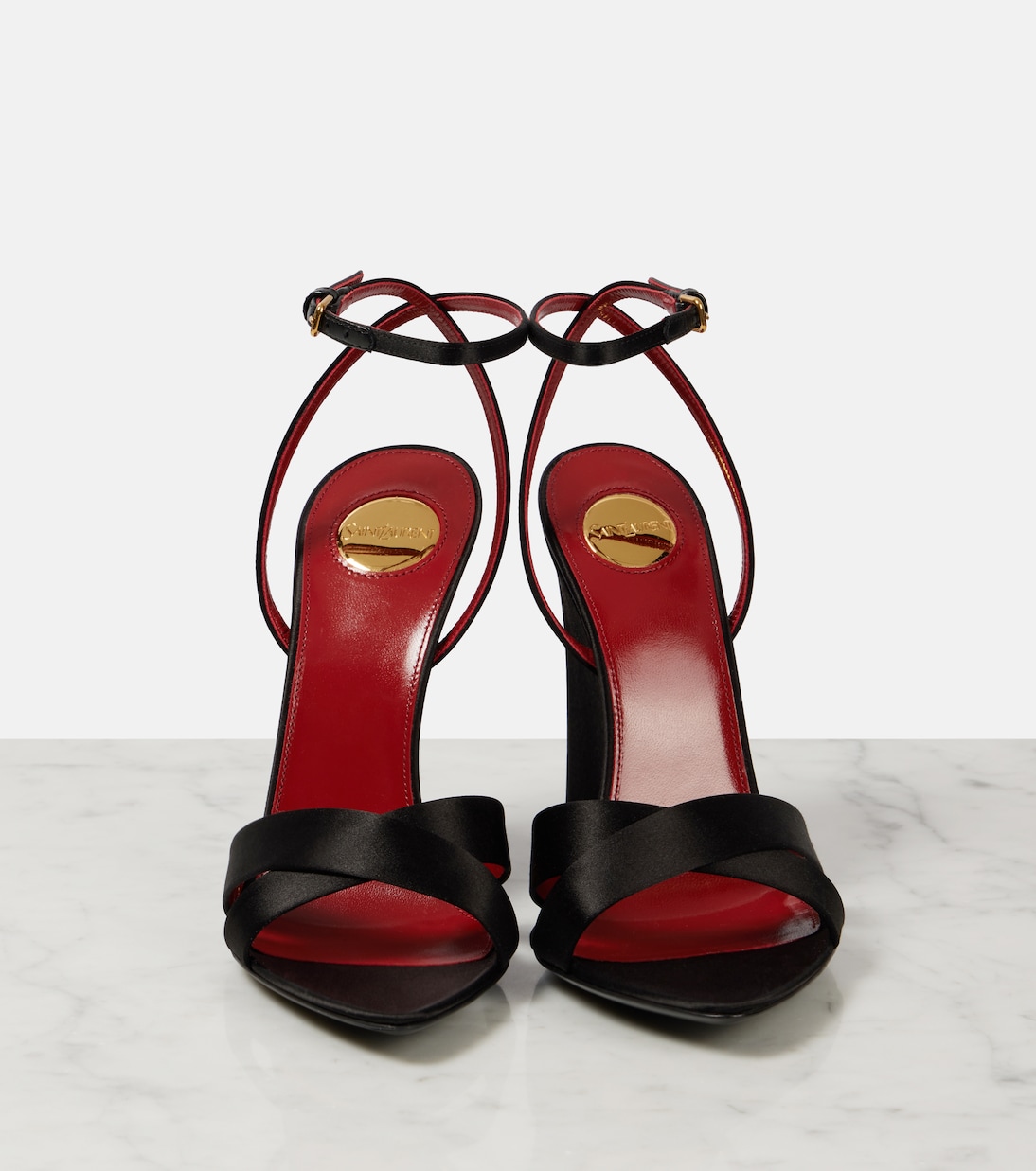Sandales compensées Bibi 110 en crêpe de satin | Saint Laurent