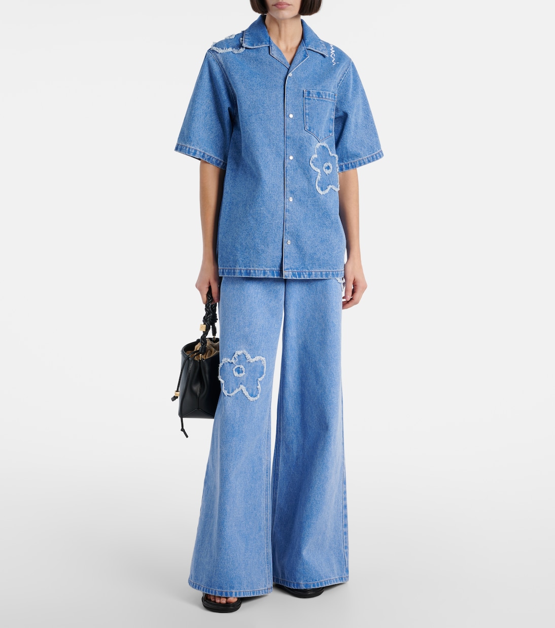 Chemise en jean brodée à fleurs | Marni