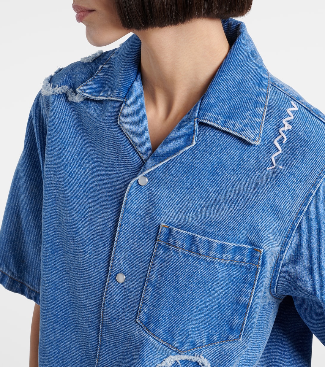 Chemise en jean brodée à fleurs | Marni
