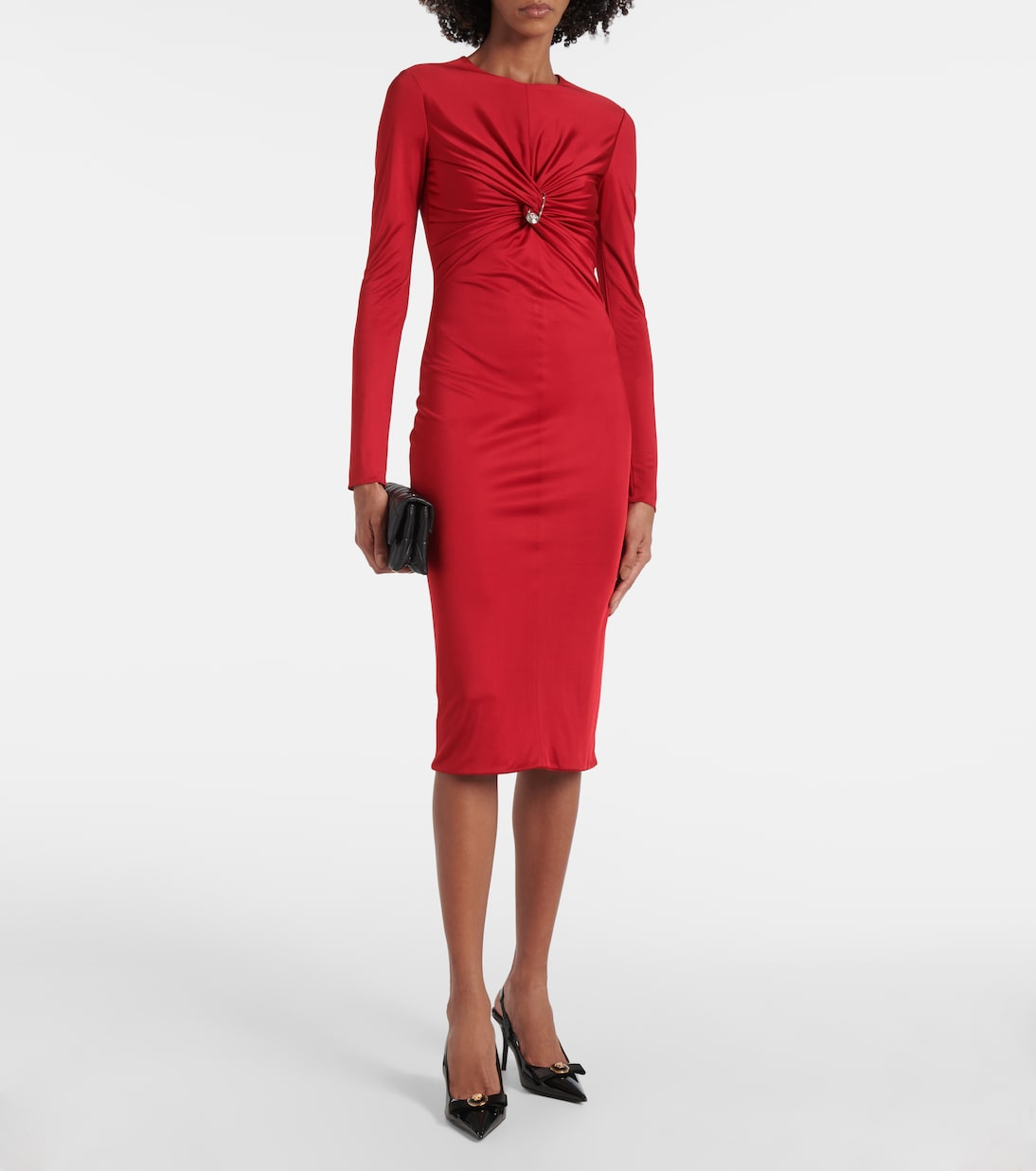 Abito midi Safety Pin in jersey | Versace