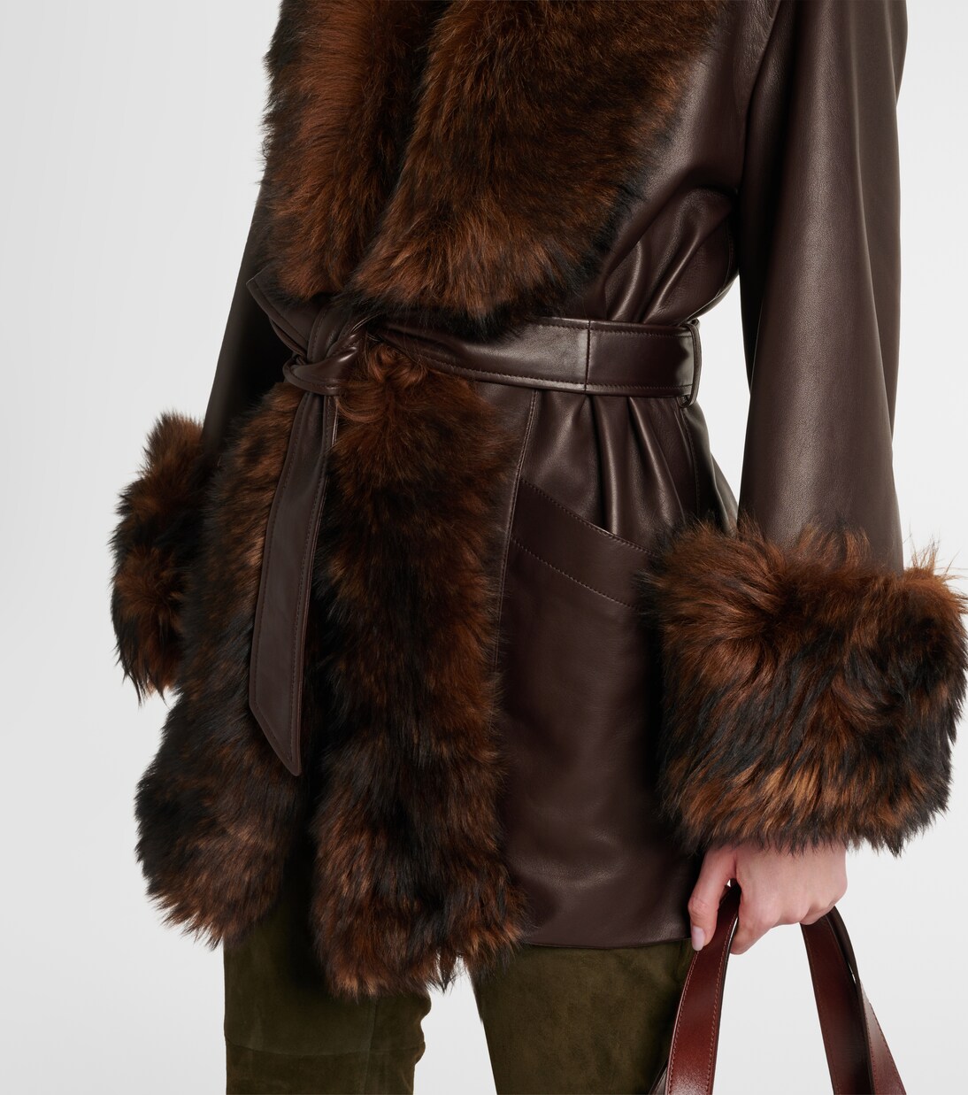 Chaqueta envolvente de piel con borrego | Chloé