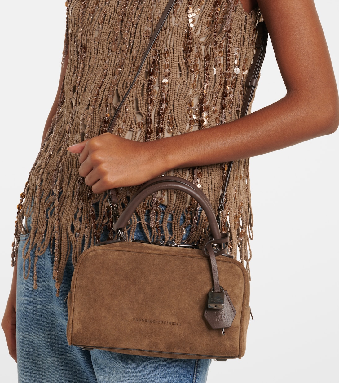 Borsa Foulard Small in suede | Brunello Cucinelli