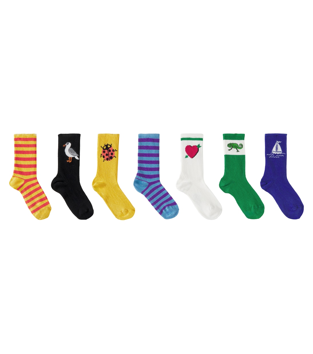 Seagull set of 7 pairs of cotton-blend socks | Mini Rodini