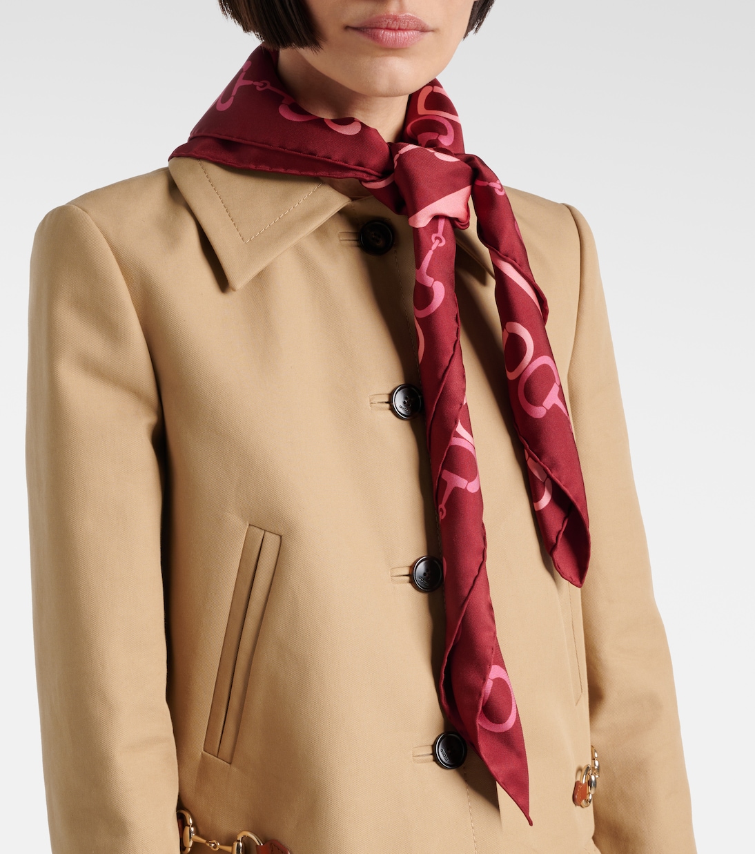 Foulard in twill di seta Horsebit | Gucci