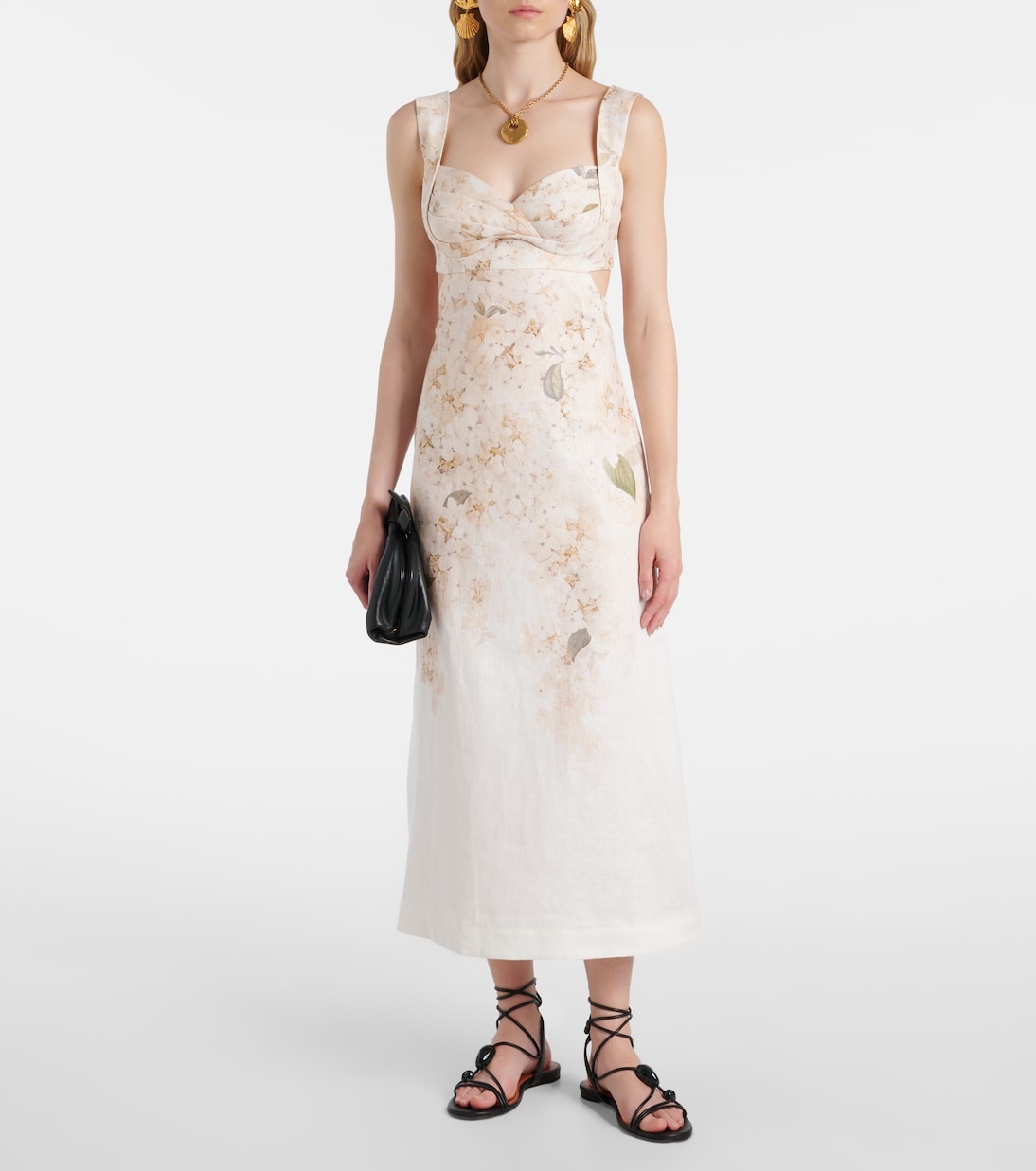 Vestido midi Balance de lino floral | Zimmermann