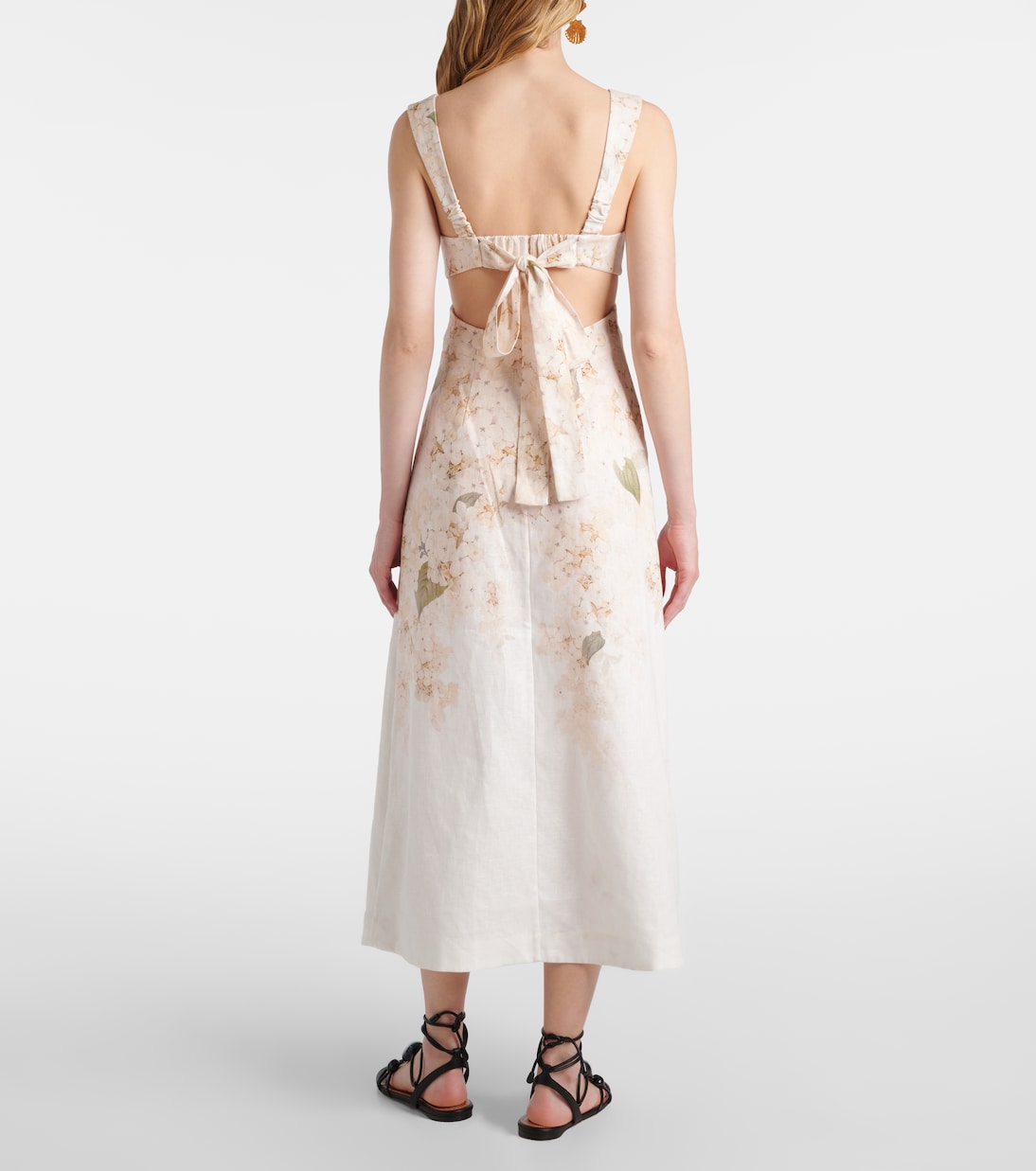 Vestido midi Balance de lino floral | Zimmermann