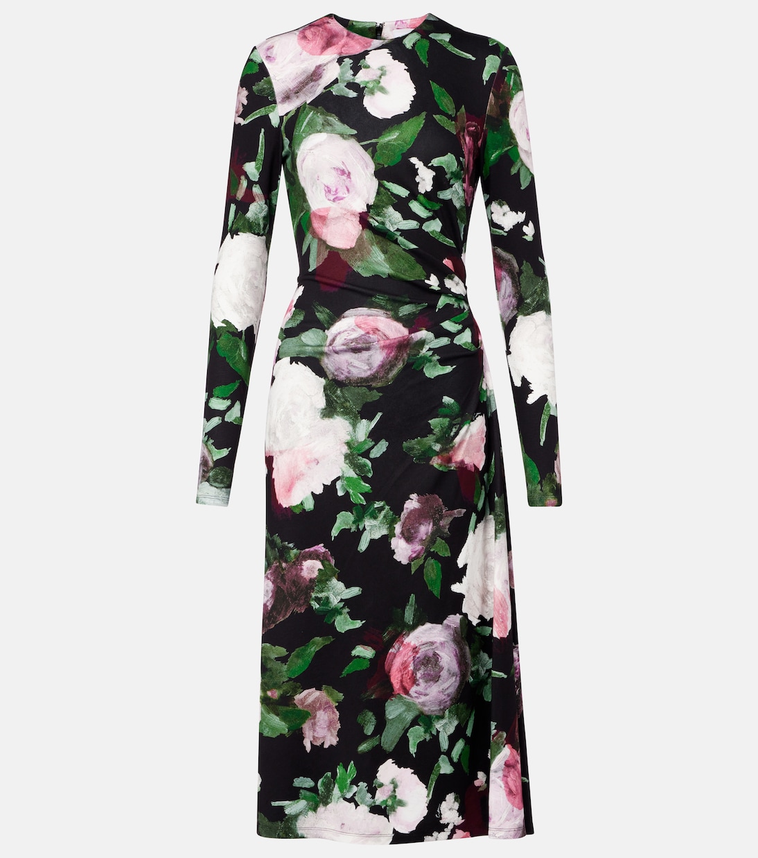 Abito midi drappeggiato con stampa floreale | Erdem