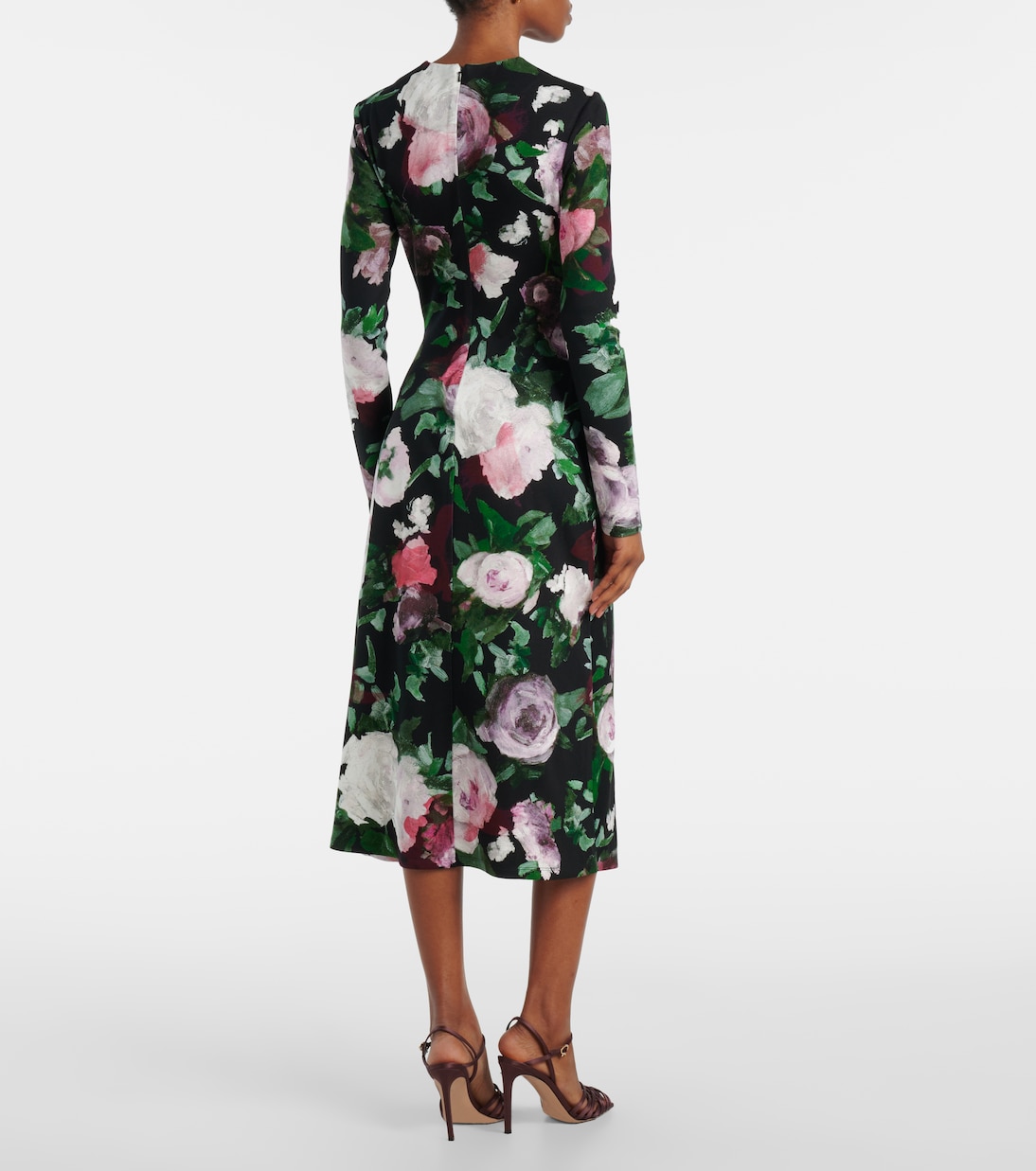 Abito midi drappeggiato con stampa floreale | Erdem