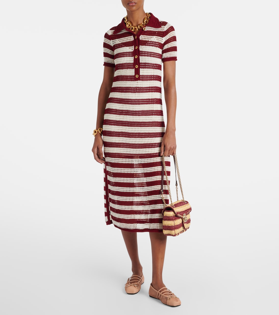 Bailarinas de malla con piel y Horsebit | Gucci