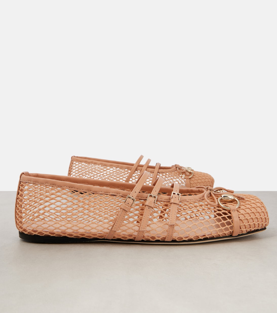 Bailarinas de malla con piel y Horsebit | Gucci