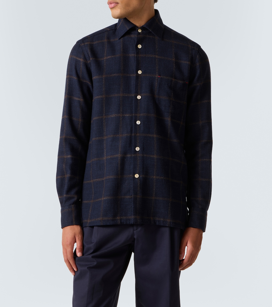 Checked wool, silk and cotton-blend shirt | Kiton