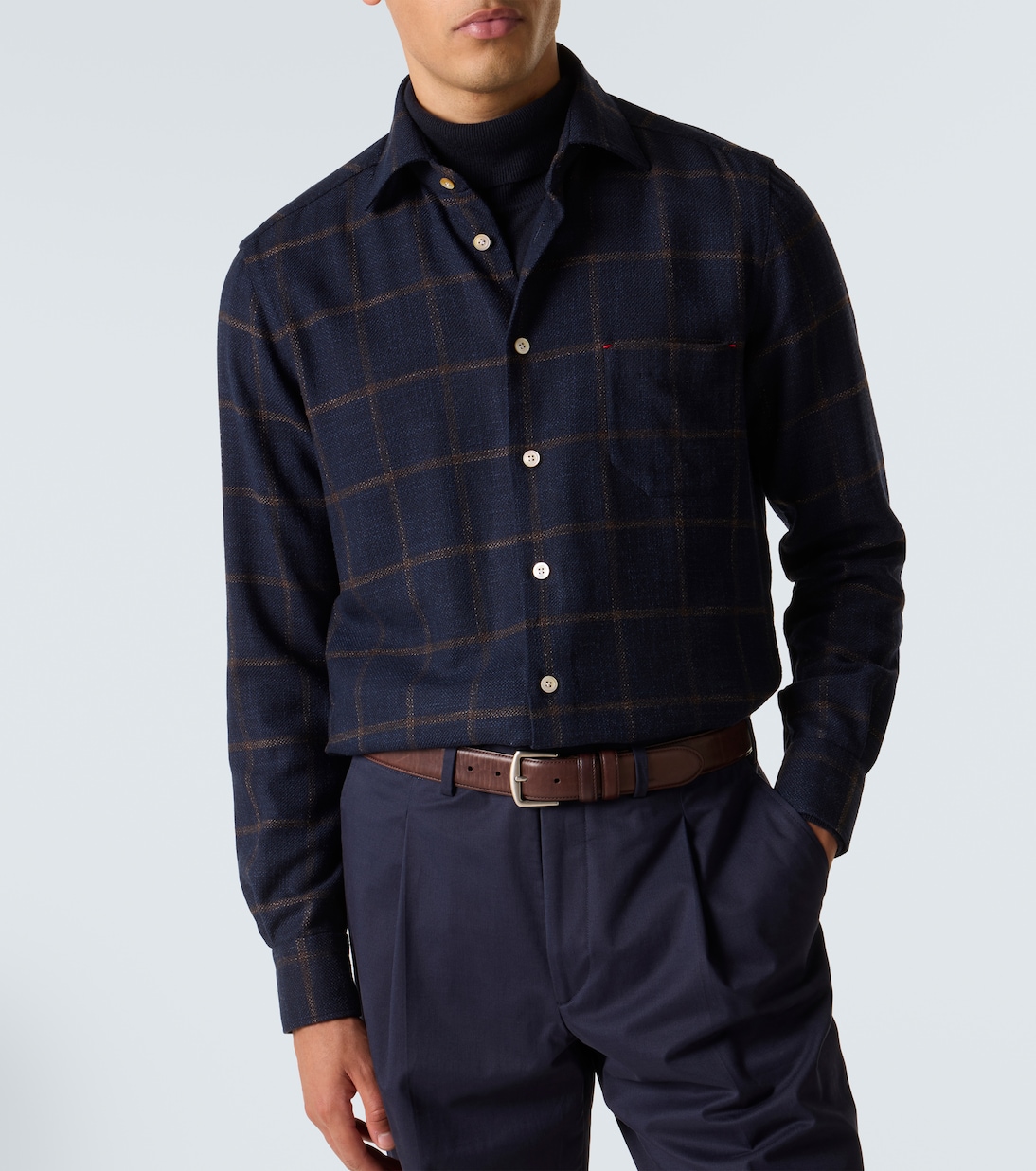 Checked wool, silk and cotton-blend shirt | Kiton