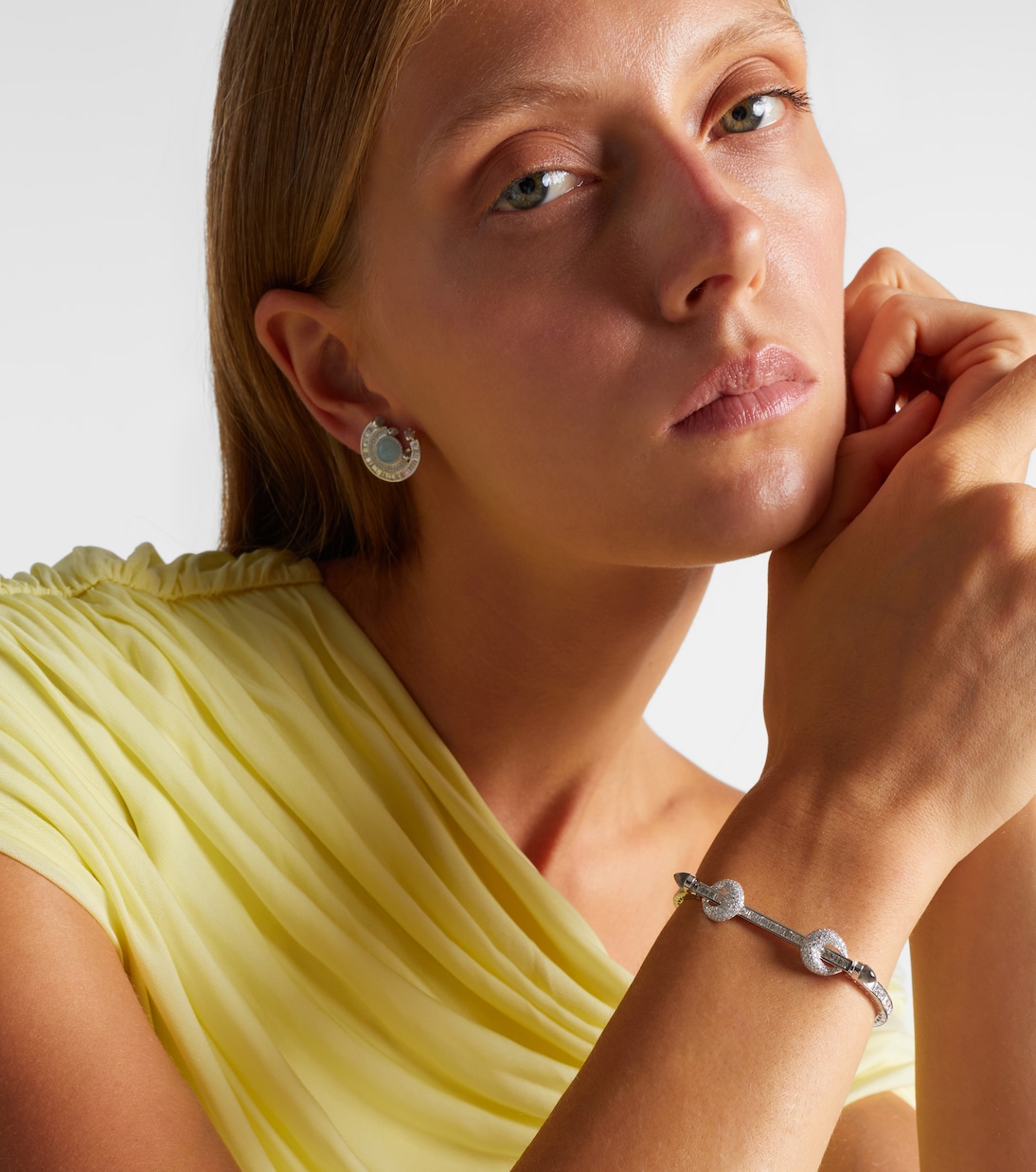 Armband Chakra aus 18kt Weißgold mit Diamanten und Quarz | Ananya