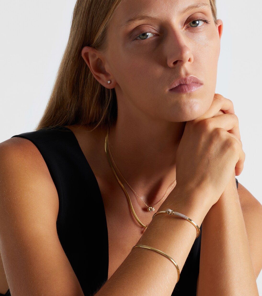 14kt gold bangle with diamond | Stone and Strand