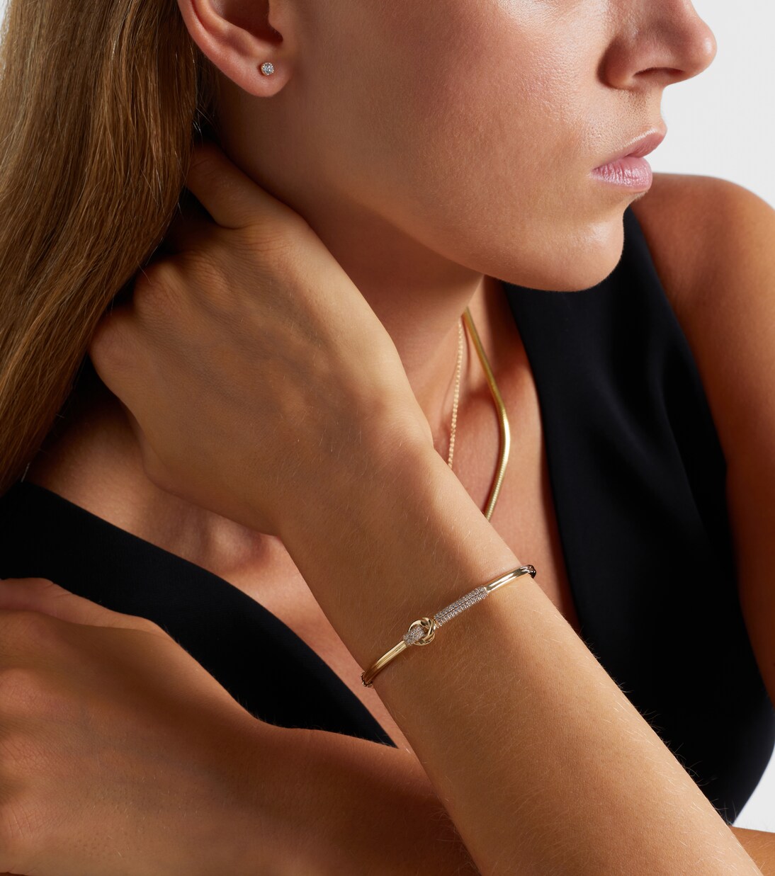 14kt gold bangle with diamond | Stone and Strand