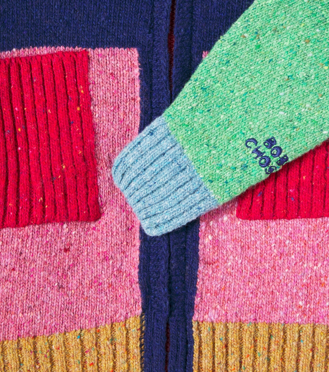 Logo colorblocked wool-blend cardigan | Bobo Choses