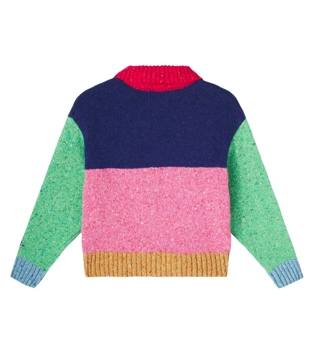Logo colorblocked wool-blend cardigan | Bobo Choses