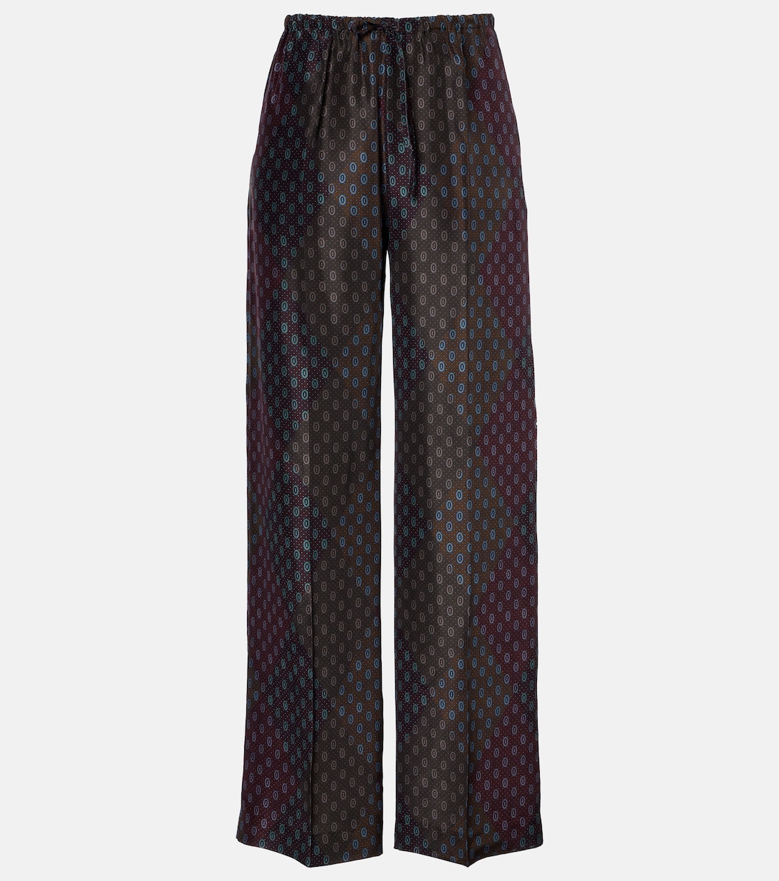 Printed silk satin straight pants  | Dries Van Noten