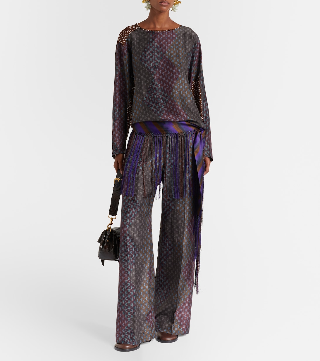 Printed silk satin straight pants  | Dries Van Noten